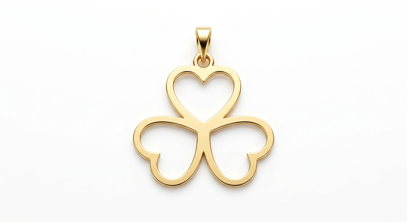 نیمست طلای ۱۸ عیار طرح «سهقلبِ شانس» (Three Hearts Clover)